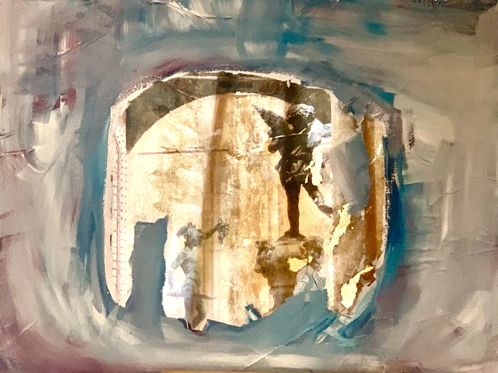 Angel -Vision of change – Transfer technique, mixed media on acrylic glass, 90 × 120 cm – Susanne Rikus