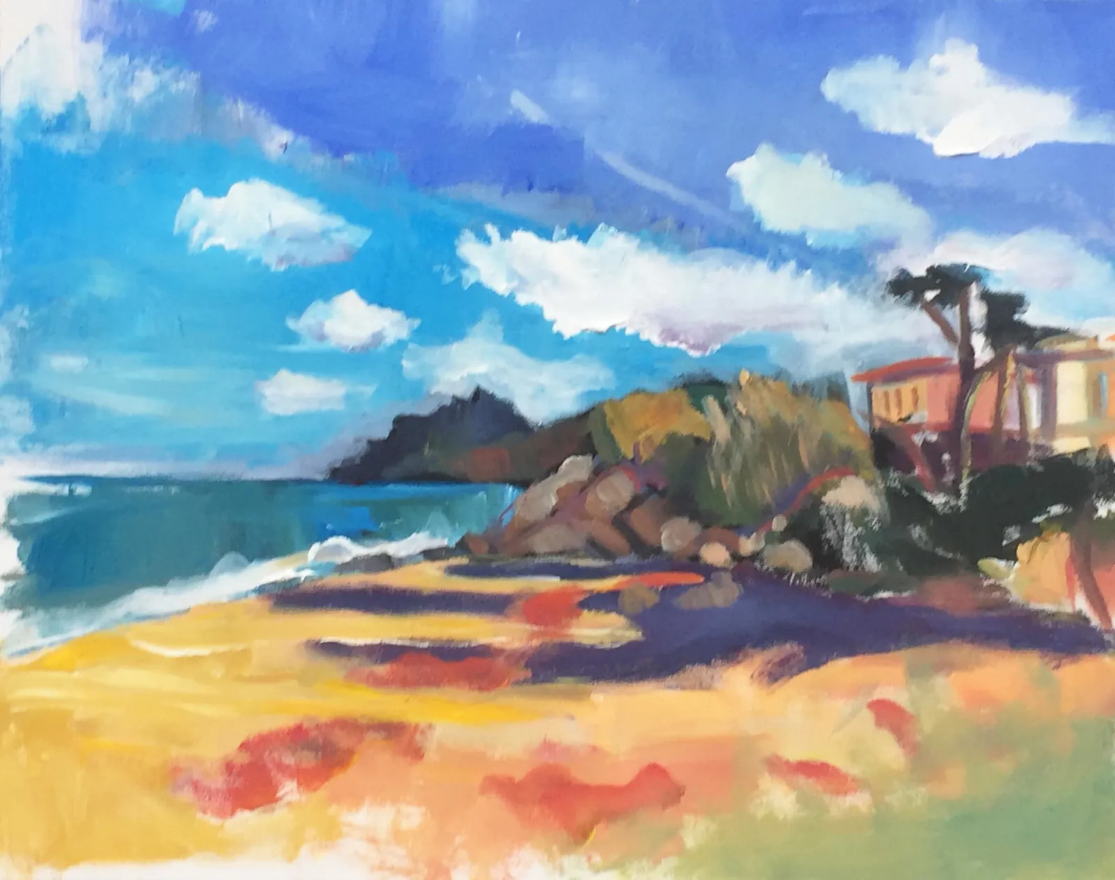 Beach in sardinia 2 – Acrylic on canvas, 50 × 70 × 2 cm – Susanne Rikus