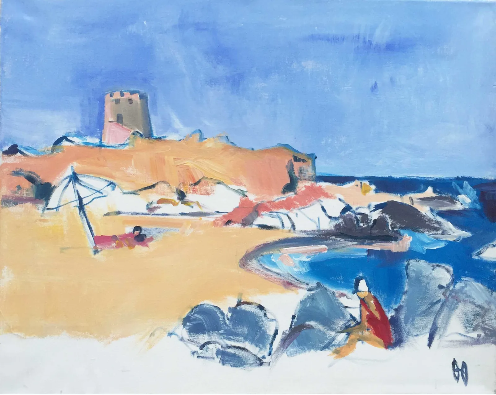 Beach in sardinia 4 – Acrylic on canvas, 50 × 70 × 2 cm – Susanne Rikus