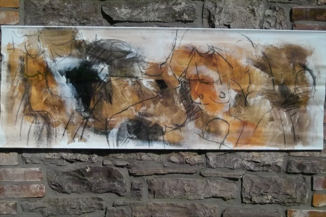 Creation Song of Mexico – Earth pigments  on canvas, 50 × 100 cm – Susanne Rikus