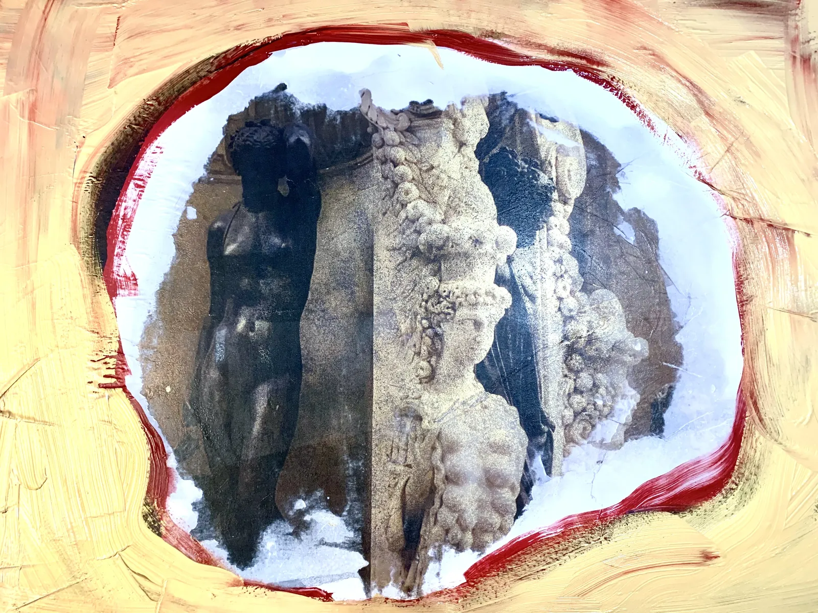 Divine abundance – Transfer technique, mixed media on acrylic glass, 90 × 120 cm – Susanne Rikus