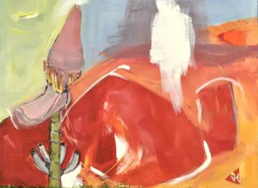 Growth - Bananaflower – Acrylic on canvas, 50 × 70 × 2 cm – Susanne Rikus