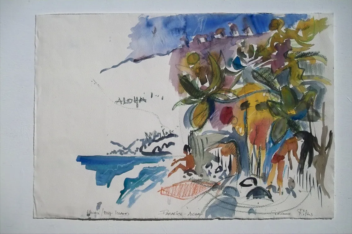 Hawaii, Delphin Bay 2 – Watercolor on paper, 40 × 50 cm – Susanne Rikus