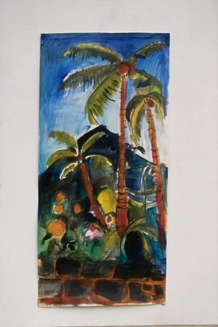 Hawaiian Landscape – Acrylic on paper, 140 × 50 cm – Susanne Rikus