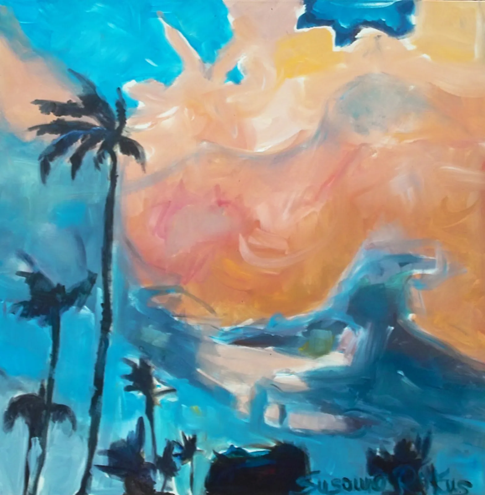 Hawaiian sky – Acrylic on canvas, 100 × 100 × 2 cm – Susanne Rikus