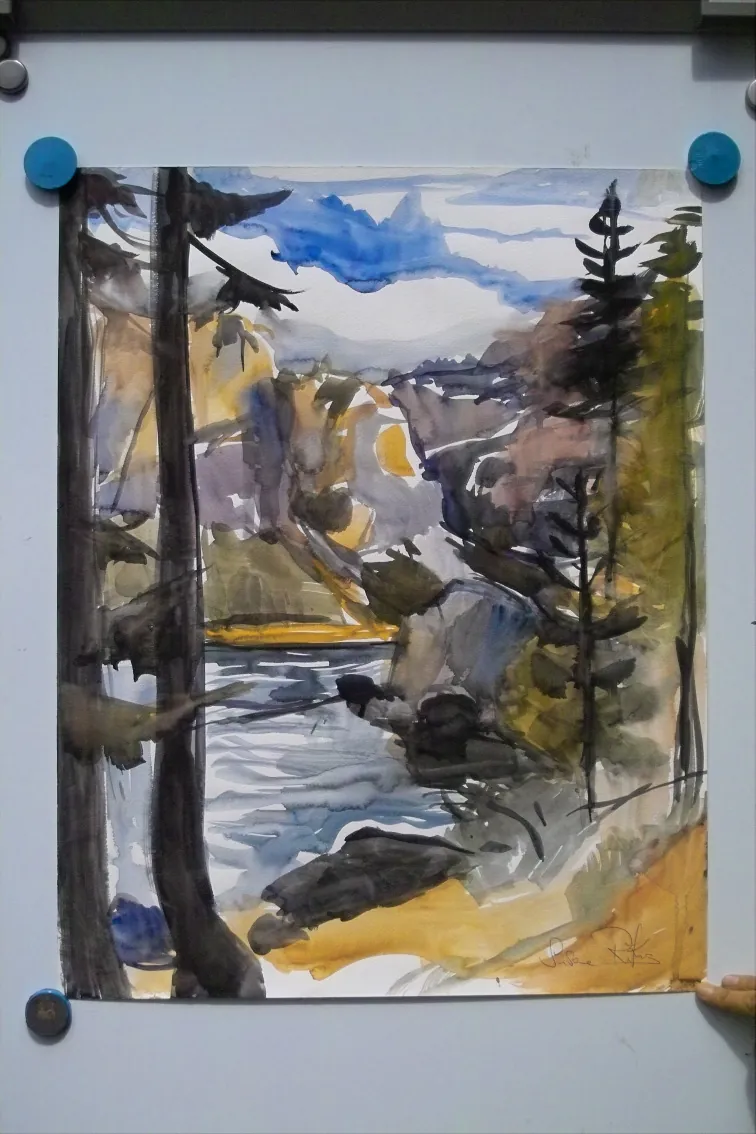 Lago di Braies-Tirol 2 – Watercolor on paper, 50 × 40 cm – Susanne Rikus