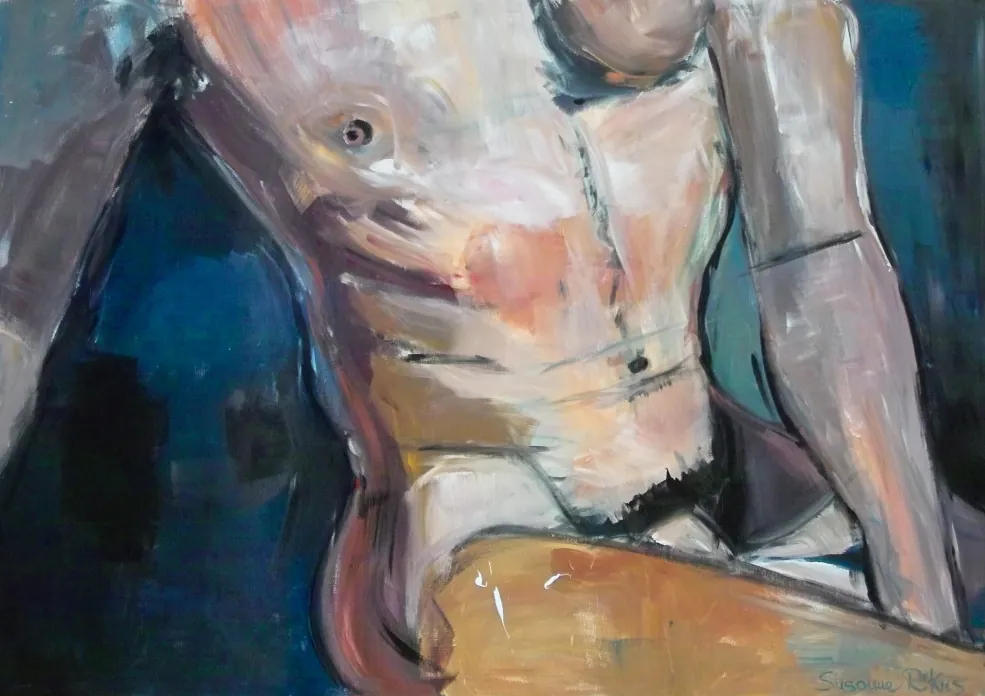 Man in perspective – Acrylic on canvas, 150 × 210 × 2 cm – Susanne Rikus