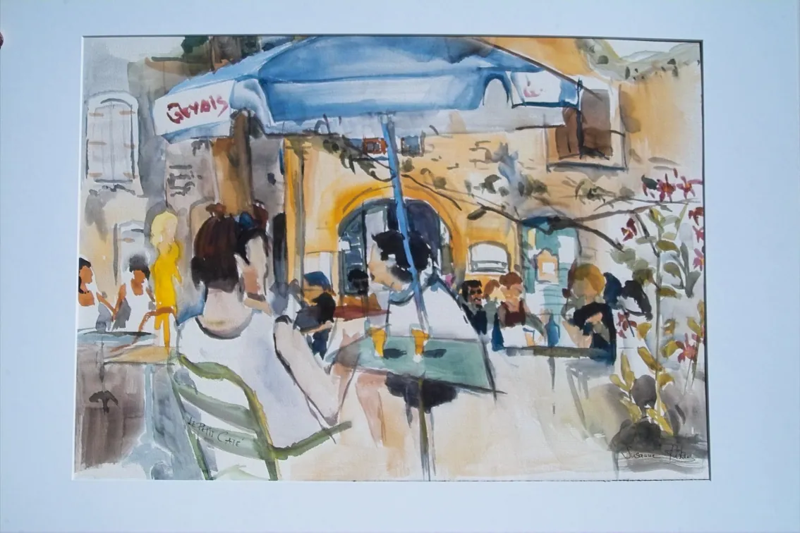 Provence 1-Oppède le vieux – Watercolor on paper, 50 × 70 cm – Susanne Rikus