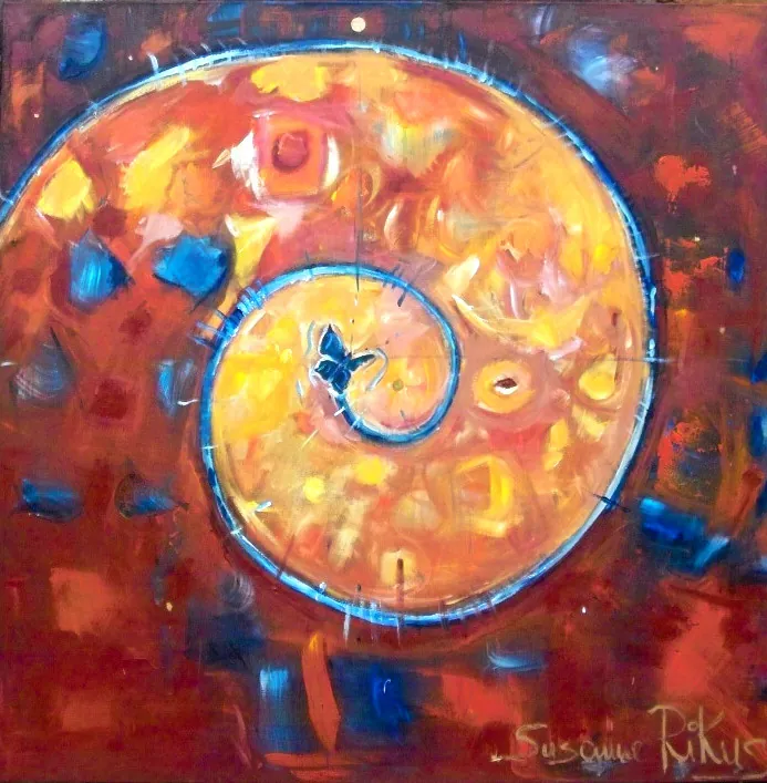 Spiral of Life – Acrylic on canvas, 150 × 150 × 2 cm – Susanne Rikus