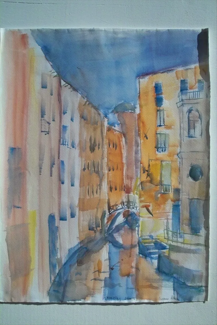 Venice at night – Watercolor on paper, 60 × 50 cm – Susanne Rikus