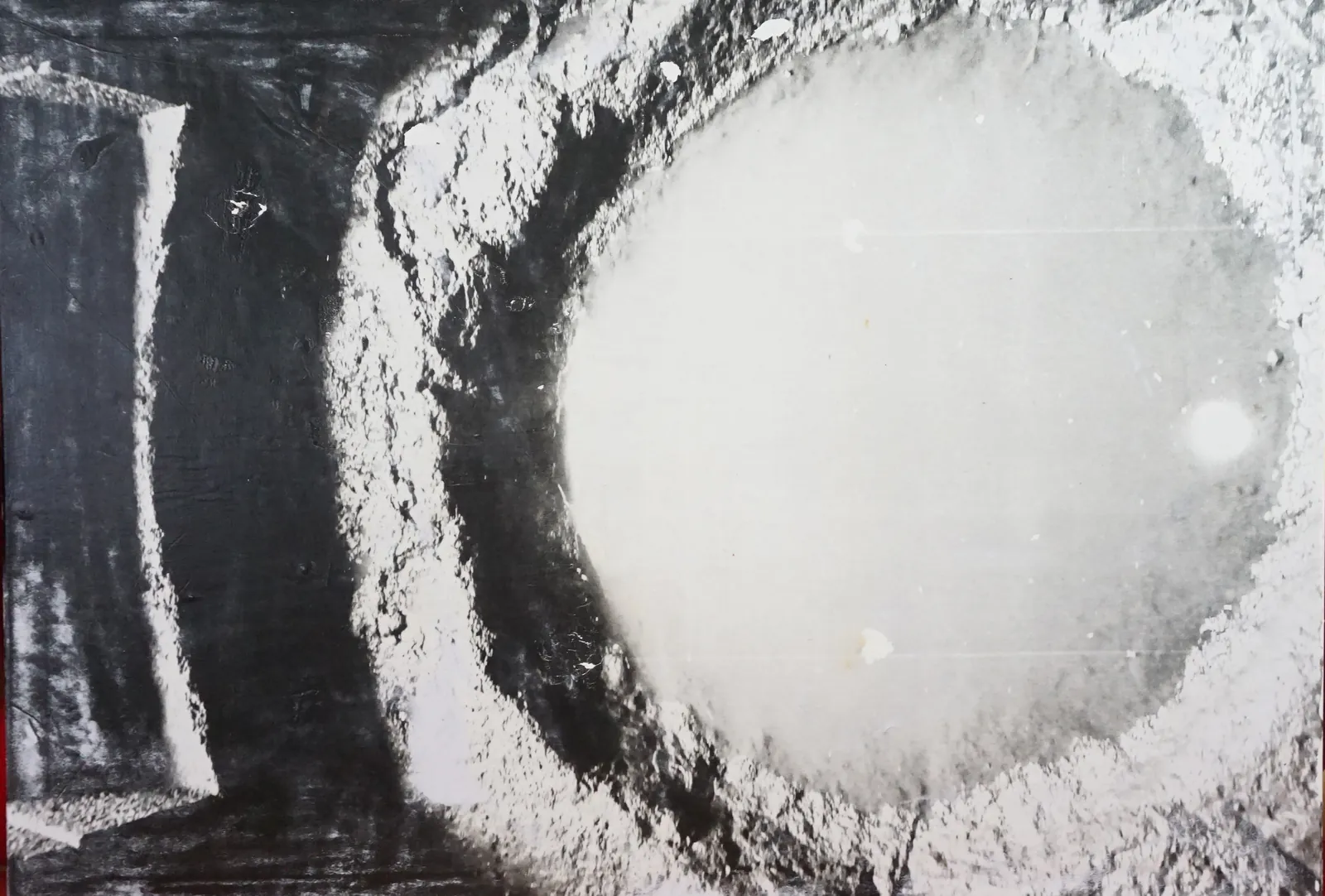 Water temple sardinia -tempio pozzo – Transfer technique, mixed media on canvas, 70 × 100 × 2 cm – Susanne Rikus