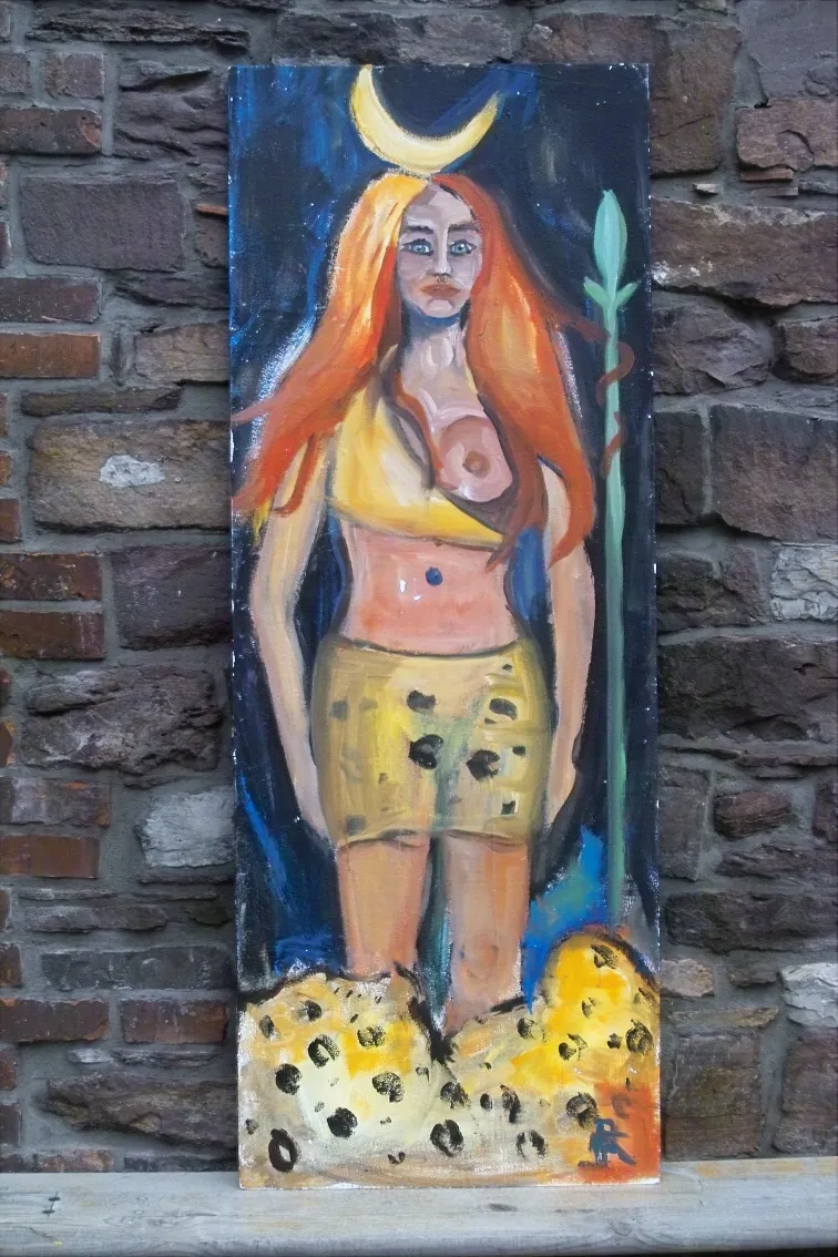 Woman Amazon – Acrylic on board, 140 × 60 cm – Susanne Rikus