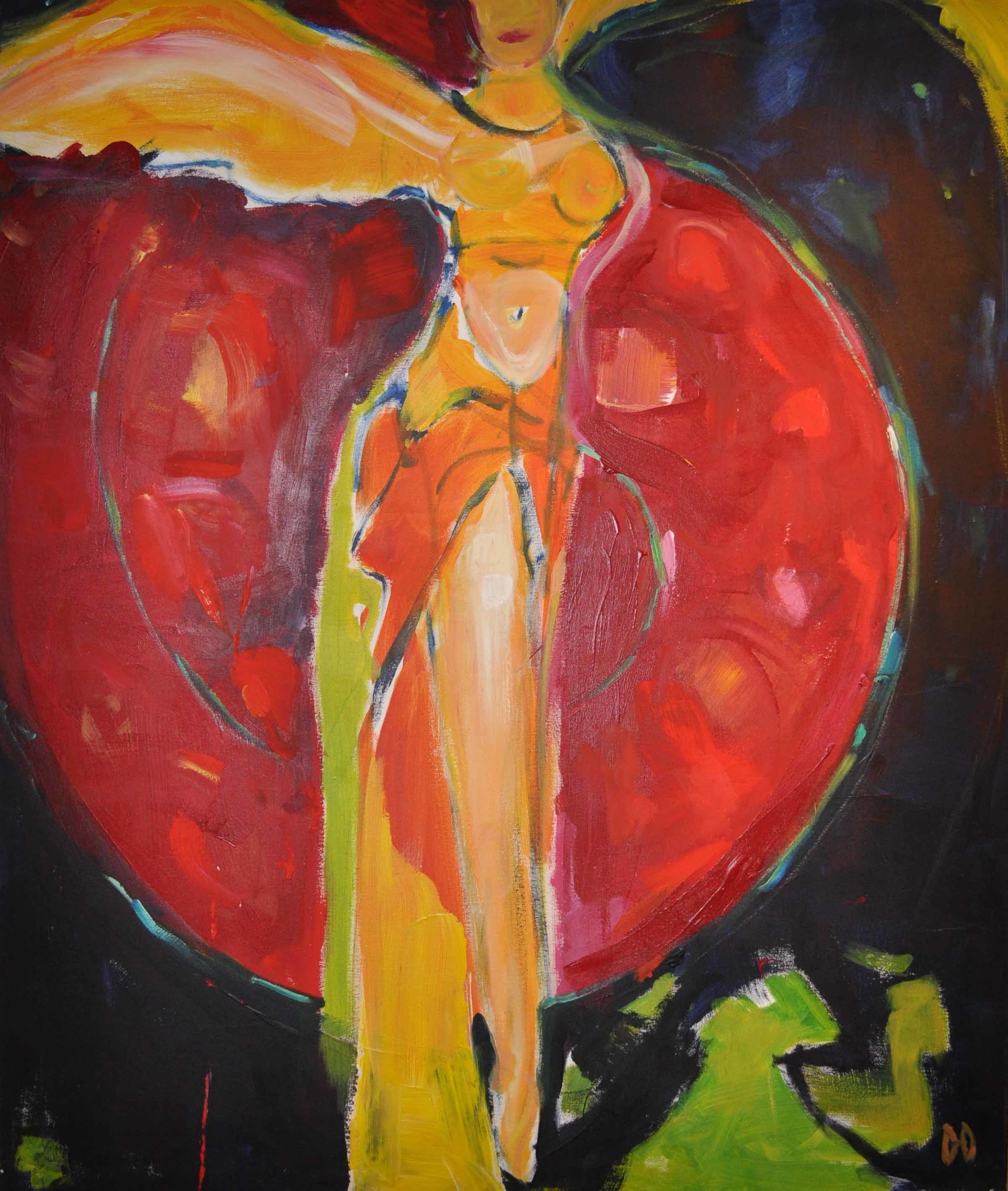 Golden figure in red tondo