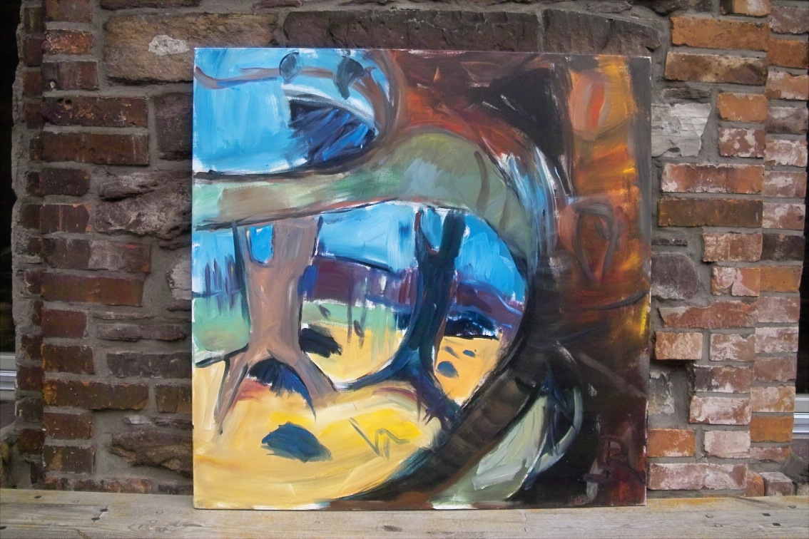 Canada Trees-Standing people – Acrylic on canvas, 100 × 100 × 2 cm – Susanne Rikus