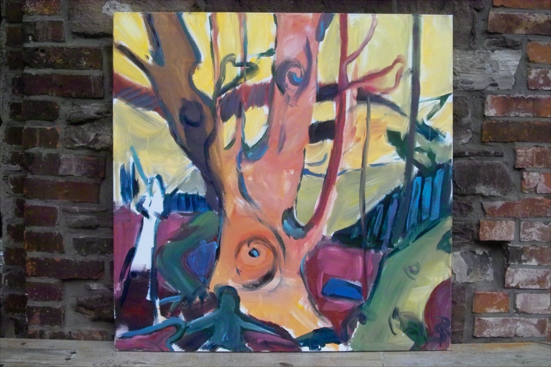Nature spirits in Canada – Acrylic on canvas, 100 × 100 × 2 cm – Susanne Rikus