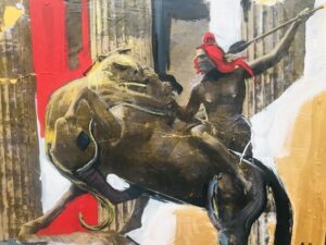 amazone on horse and tigre